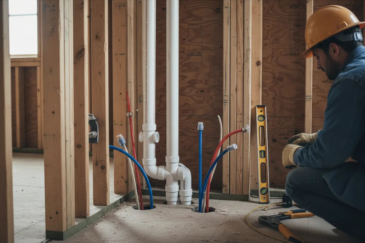Drain and supply rough-in during Drain Cleaning in Indianapolis